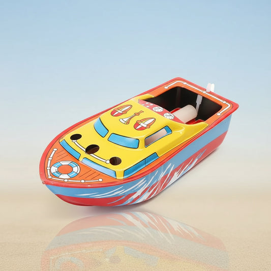 Colorful toy boat with a white background