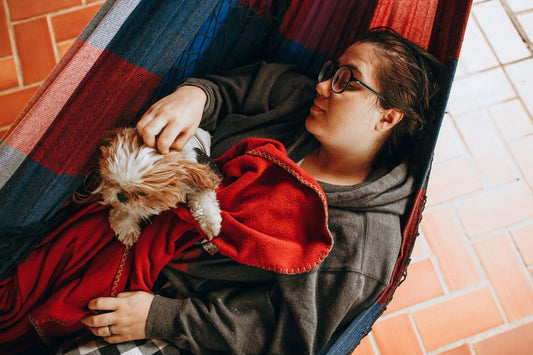 Dog with girl sleeping 