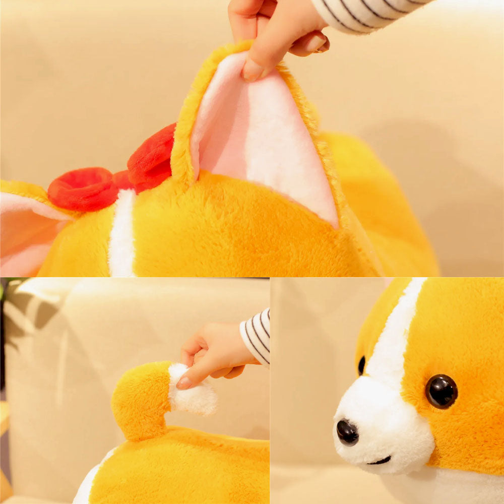 A plush dog lining and a red bow detail.