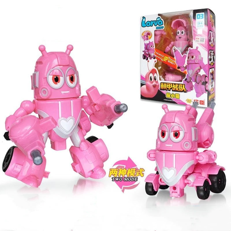 Korea Larva Transformation Toys Action Figures Vehile Deformation Robot Yellow Hilarious Worm Funny Cartoons for Kids Mecha Mode