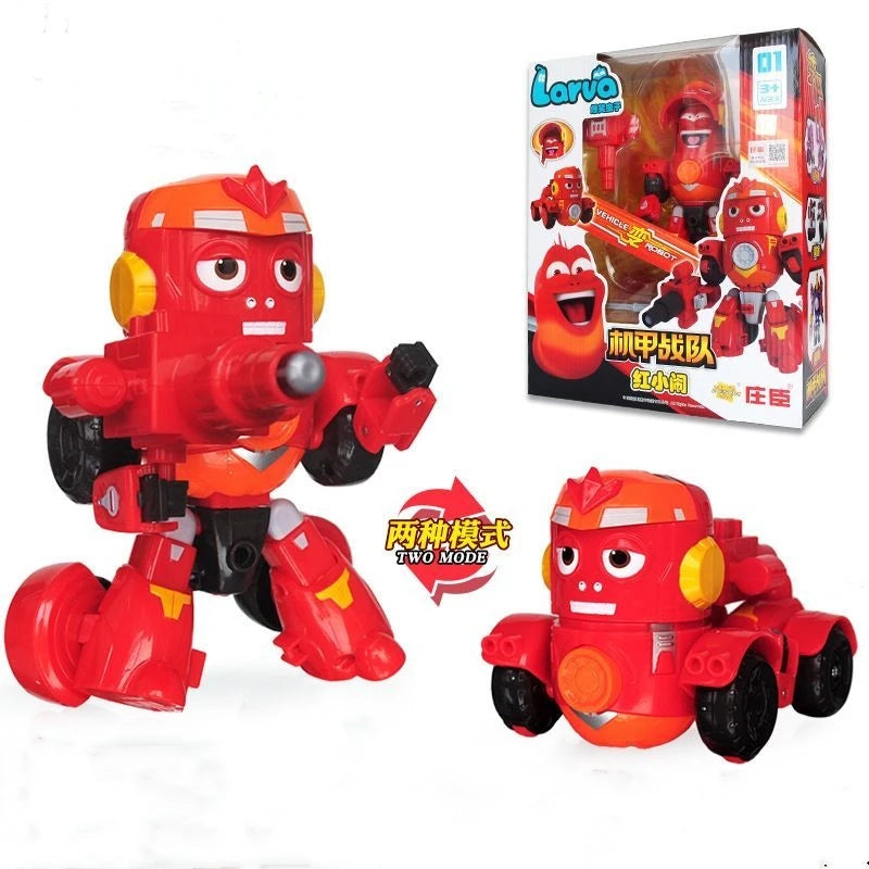 Korea Larva Transformation Toys Action Figures Vehile Deformation Robot Yellow Hilarious Worm Funny Cartoons for Kids Mecha Mode