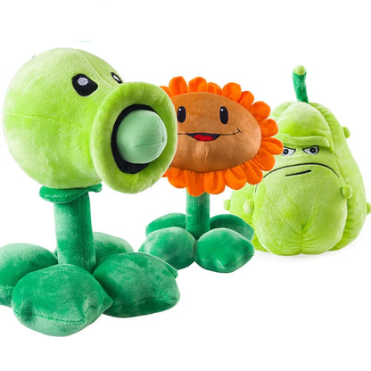 Three plush toys resembling characters from a popular video game on a white background