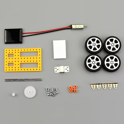 Collection of electronic components  Robot Car Stem kits for Kids Gifts Idea and parts on a gray background
