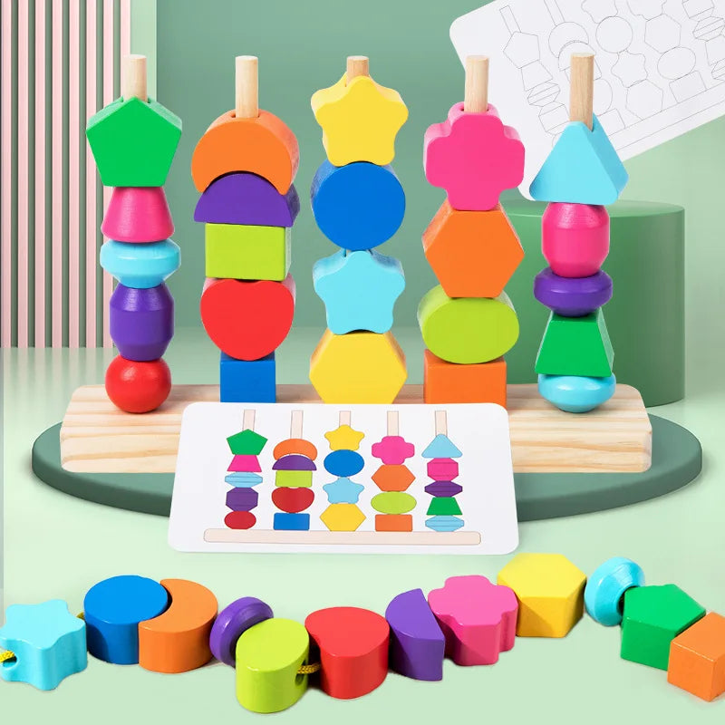 Wooden Rainbow Stacker Montessori Toy