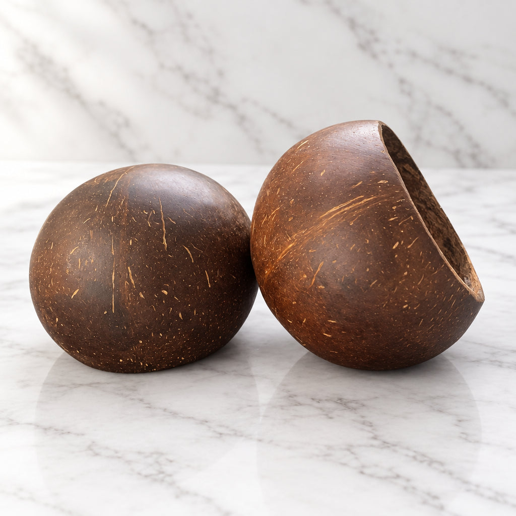unpainted whole coconut shell. Made from real coconuts Round, sturdy, durable, and long-lasting