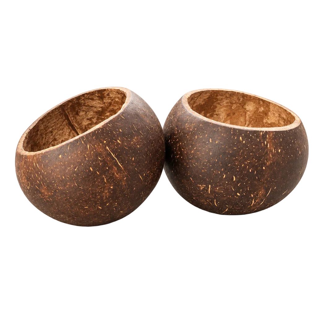 Natural unpainted coconut shell bowls for crafts, candle making, serving, planters and DIY projects.