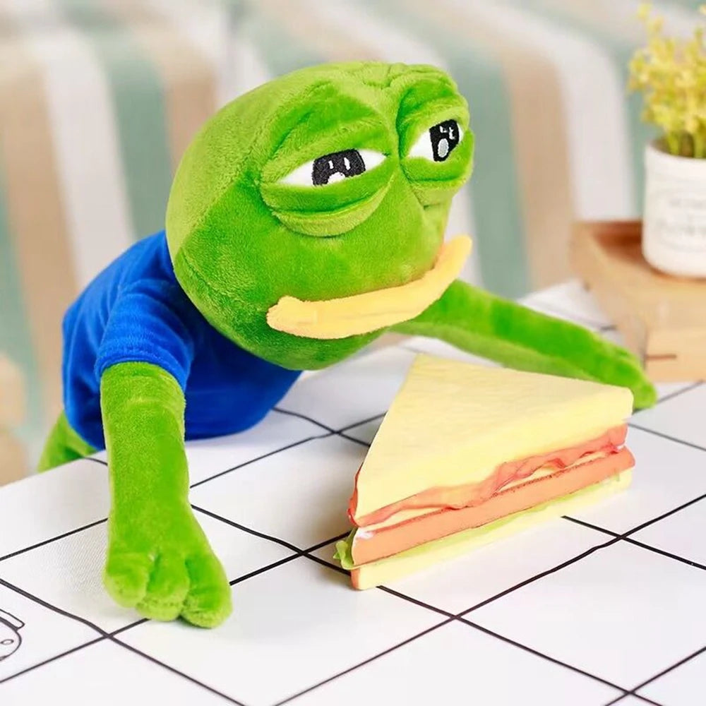  Sad Frog Plush eating sandwich 