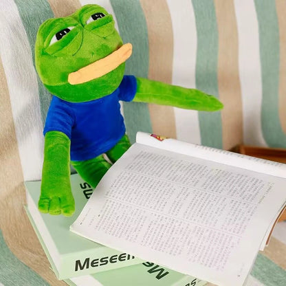  Sad Frog Plush reading a book