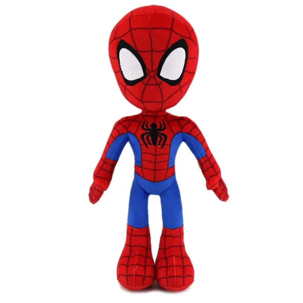 Plush toy resembling Spider-Man on a white background