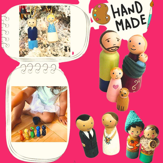 Wooden Peg People, 50pcs Handmade art Dolls to paint for Beginners