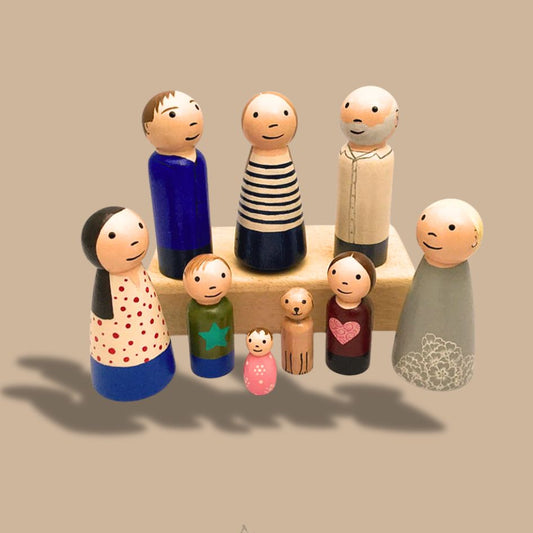 Wooden Peg People, 50pcs Handmade art Dolls to paint for Beginners