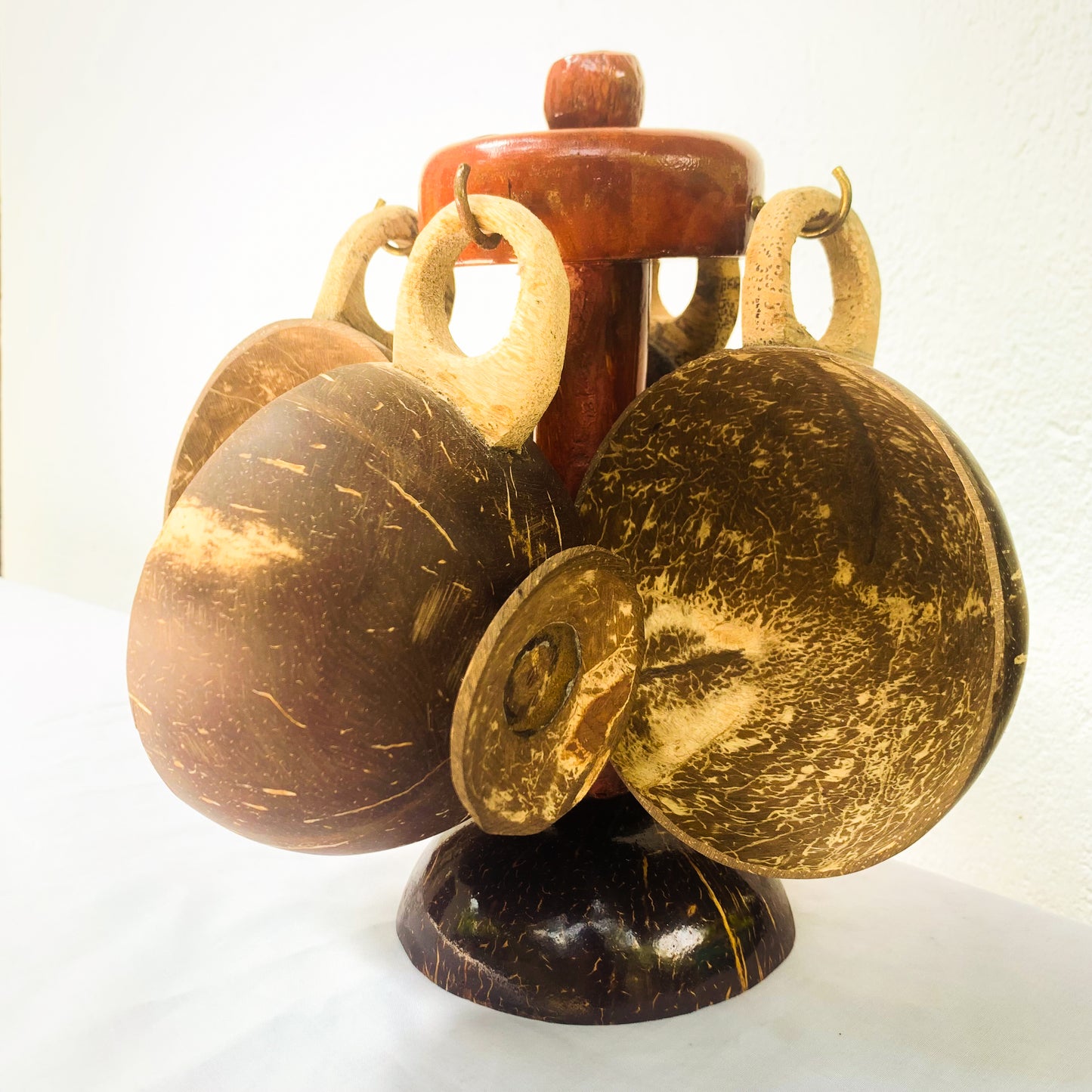Coconut shell Tea Set with hanger Rack