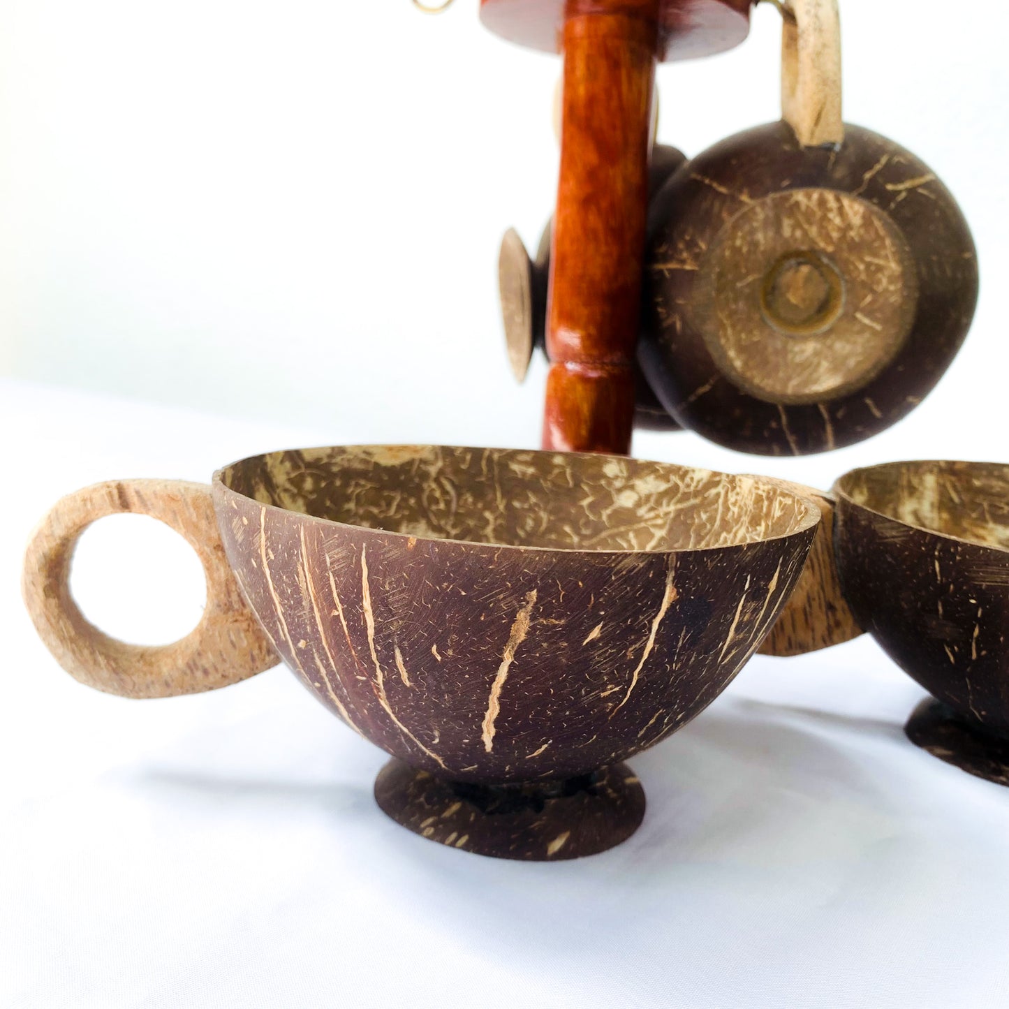 Coconut shell Tea Set with hanger Rack