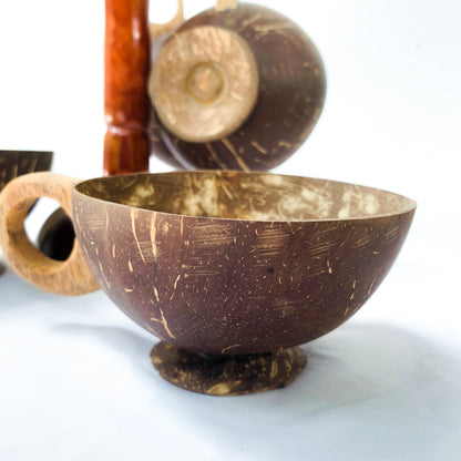 Coconut shell Tea Set with hanger Rack