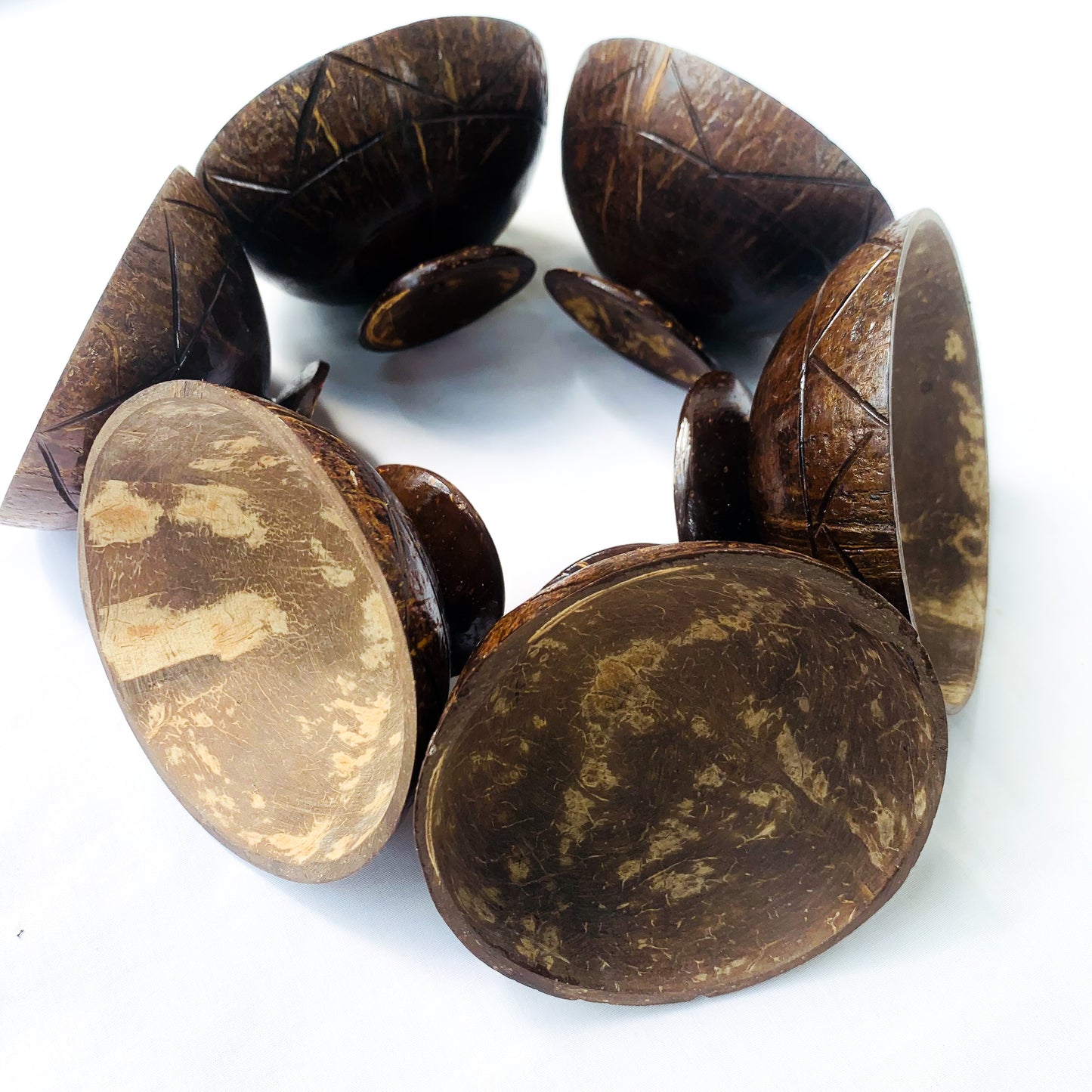 Coconut Shell Desert Cup with wooden Tray
