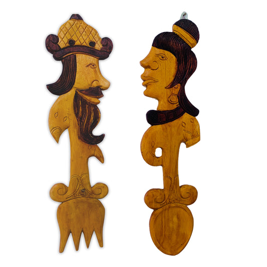 wooden spoon wall art	 Wooden Fork & Spoon Decorative Kitchen Wall Art Wood Carving